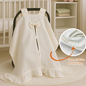 Tek Katlı Krem Müslin Puset Örtüsü – Nefes Alabilen Ultra Hafif Kumaş