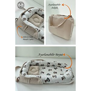 Çantalı Babynest Taşınabilir Anne Yanı Islanan Panda Pike Babynest