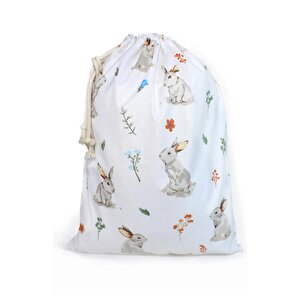 Tavşan Desenli Kirli Kesesi - Kıyafet Kesesi 30x40cm