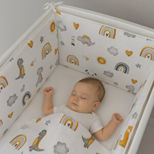 Müslin Dinozor (4 Kenar) Beşik Kenar Koruyucu %100 Pamuk Kumaş Beşik Kenar Koruma Müslin Dinozor (4 Kenar) Beşik Kenar Koruyucu %100 Pamuk Kumaş Beşik Kenar Koruma