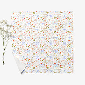 4 Katlı Müslin Örtü - Fiyonk Desenli Bebek Müslin Battaniyesi - 100x110 Cm