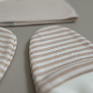 %100 Pamuklu Şapka - Eldiven Seti - Pembe Çizgili %100 Pamuklu Şapka - Eldiven Seti - Pembe Çizgili