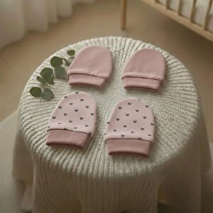 %100 Pamuklu 2'li Eldiven Seti - Pembe / Kalpli %100 Pamuklu 2'li Eldiven Seti - Pembe / Kalpli