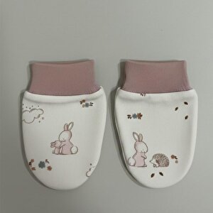 %100 Pamuklu 2'li Eldiven Seti - Pembe / Tavşanlı %100 Pamuklu 2'li Eldiven Seti - Pembe / Tavşanlı