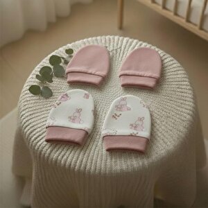 %100 Pamuklu 2'li Eldiven Seti - Pembe / Tavşanlı %100 Pamuklu 2'li Eldiven Seti - Pembe / Tavşanlı