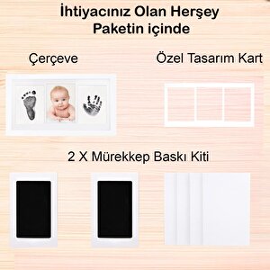 Bebek El Ayak İzi Seti, Temassız Mürekkep Baskı Kiti (2 Adet) ve Yenidoğan Hediye Anı Çerçevesi Bebek El Ayak İzi Seti, Temassız Mürekkep Baskı Kiti (2 Adet) ve Yenidoğan Hediye Anı Çerçevesi