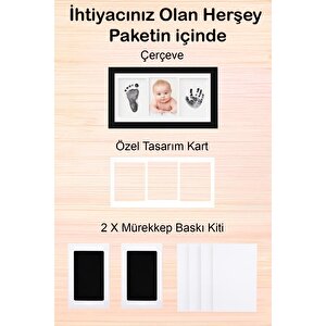 Bebek El Ayak İzi Seti, Erkek Kız Yenidoğan Bebek Hediyesi, Temaszız Mürekkep Baskı Seti (2 Adet)