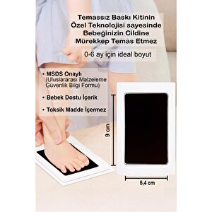 Bebek El Ayak İzi Seti, Erkek Kız Yenidoğan Bebek Hediyesi, Temaszız Mürekkep Baskı Seti (2 Adet)
