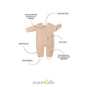 Kız Bej Kalpli Desen Uyku Tulumu Fermuarlı 1TOG Bisiklet Yaka Ribanalı Paça Uzun Kol Kız Bej Kalpli Desen Uyku Tulumu Fermuarlı 1TOG Bisiklet Yaka Ribanalı Paça Uzun Kol