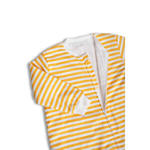 Sarı Çizgi Desen Uyku Tulumu Fermuarlı 1TOG Bisiklet Yaka Ribanalı Paça Uzun Kol Sarı Çizgi Desen Uyku Tulumu Fermuarlı 1TOG Bisiklet Yaka Ribanalı Paça Uzun Kol