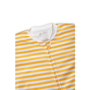 Sarı Çizgi Desen Uyku Tulumu Fermuarlı 1TOG Bisiklet Yaka Ribanalı Paça Uzun Kol Sarı Çizgi Desen Uyku Tulumu Fermuarlı 1TOG Bisiklet Yaka Ribanalı Paça Uzun Kol