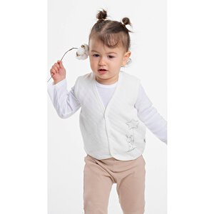 Kapitone Bebek Yelek - Beyaz Tavşan
