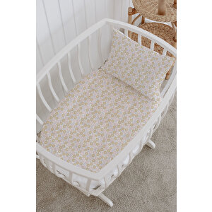 %100 Pamuklu Poplin Bebek Beşik Nevresim Seti 80x120 cm - Minik Çiçekler