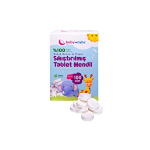 Organik Bebek Mendili %100 Doğal Sıkıştırılmış Tablet Mendil 100 Adet