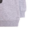 Erkek Bebek Sweatshirt Şardonlu Araba Baskılı Bisiklet Yaka Uzun Kol Gri Melanj