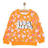 Kız Bebek Sweatshirt Çiçek Desenli Şardonlu Çıtçıtlı Bisiklet Yaka Uzun Kol Desenli