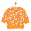 Kız Bebek Sweatshirt Çiçek Desenli Şardonlu Çıtçıtlı Bisiklet Yaka Uzun Kol Desenli