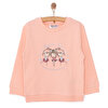 Kız Bebek Sweatshirt Şardonlu Bisiklet Yaka Uzun Kol Pembe