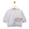 Erkek Bebek Sweatshirt Şardonlu Çıtçıtlı Bisiklet Yaka Uzun Kol Koyu Gri Melanj