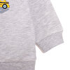 Erkek Bebek Sweatshirt Şardonlu Çıtçıtlı Araba Desen Bisiklet Yaka Uzun Kol Gri Melanj