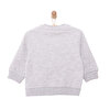 Erkek Bebek Sweatshirt Şardonlu Çıtçıtlı Araba Desen Bisiklet Yaka Uzun Kol Gri Melanj