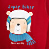 Erkek Bebek Sweatshirt Şardonlu Aslan Desenli Bisiklet Yaka Uzun Kol Bordo