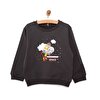 Erkek Bebek Sweatshirt Şardonlu Çıtçıtlı Bisiklet Yaka Uzun Kol Koyu Gri