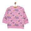 Kız Bebek Sweatshirt Kalp Desenli Şardonlu Çıtçıtlı Bisiklet Yaka Uzun Kol Desenli