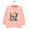 Basic Az Şardonlu Çiçekli Yazı Desenli Sweatshirt Kız Bebek