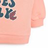 Basic Az Şardonlu Çiçekli Yazı Desenli Sweatshirt Kız Bebek