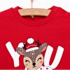 Basic Az Şardonlu Geyik Desenli Sweatshirt Kız Bebek