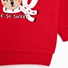 Basic Az Şardonlu Geyik Desenli Sweatshirt Kız Bebek