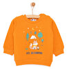 Erkek Bebek Sweatshirt Şardonlu Kamp Temalı Çıtçıtlı Bisiklet Yaka Uzun Kol Turuncu