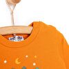 Erkek Bebek Sweatshirt Şardonlu Kamp Temalı Çıtçıtlı Bisiklet Yaka Uzun Kol Turuncu
