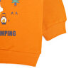 Erkek Bebek Sweatshirt Şardonlu Kamp Temalı Çıtçıtlı Bisiklet Yaka Uzun Kol Turuncu