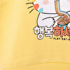 Kız Bebek Sweatshirt Şardonlu Kedi Desenli Çıtçıtlı Bisiklet Yaka Uzun Kol Açık Sarı