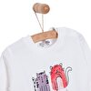 Kız Bebek Sweatshirt Şardonlu Kedi Desenli Bisiklet Yaka Uzun Kol Ekru