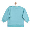 Erkek Bebek Sweatshirt Kutup Temalı Desen Çıtçıtlı Bisiklet Yaka Uzun Kol Turkuaz
