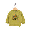Basic Az Şardonlu Monster Desenli Sweatshirt