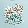 Kız Bebek Sweatshirt Şardonlu Papatya Desenli Çıtçıtlı Bisiklet Yaka Uzun Kol Açık Mavi