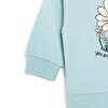Kız Bebek Sweatshirt Şardonlu Papatya Desenli Çıtçıtlı Bisiklet Yaka Uzun Kol Açık Mavi