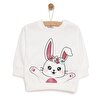 Basic Az Şardonlu Tavşan Desenli Sweatshirt Kız Bebek