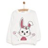 Basic Az Şardonlu Tavşan Desenli Sweatshirt Kız Bebek