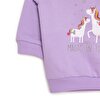 Kız Bebek Sweatshirt Şardonlu Unicorn Desenli Çıtçıtlı Uzun Kol Lila