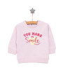 Basic Az Şardonlu Yazı Desenli Sweatshirt Kız Bebek