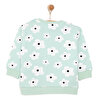 Kız Bebek Sweatshirt Şardonlu Yazılı Papatya Desenli Çıtçıtlı Bisiklet Yaka Uzun Kol