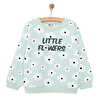 Kız Bebek Sweatshirt Şardonlu Yazılı Papatya Desenli Çıtçıtlı Bisiklet Yaka Uzun Kol