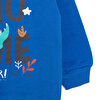 Erkek Bebek Sweatshirt Şardonlu Dino Baskılı Bisiklet Yaka Uzun Kol Lacivert