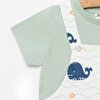 Basic Erkek Balina Desenli Şort Salopet-Tshirt Erkek Bebek