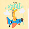 Basic Erkek Pilot Zürafa Baskılı T-Shirt Erkek Bebek